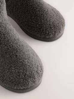 Next Gris - Bottes chaussons en imitation peau de mouton Hot