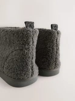 Next Gris - Bottes chaussons en imitation peau de mouton Hot