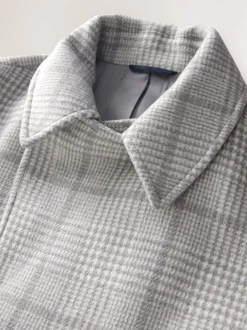 Next Gris - Caban à carreaux doux en Blend de laine Discount