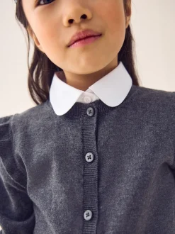Next - Cardigan d'école à épaules volantées en coton riche (3-16ans) Gris Discount