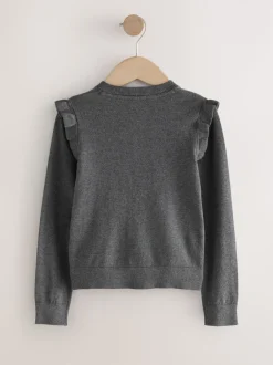 Next - Cardigan d'école à épaules volantées en coton riche (3-16ans) Gris Discount