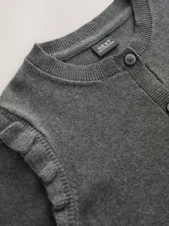Next - Cardigan d'école à épaules volantées en coton riche (3-16ans) Gris Discount