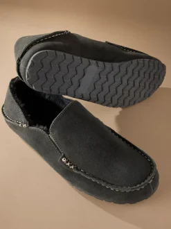 Next Gris - Chaussons mocassins Signature Kickdown en daim Sale