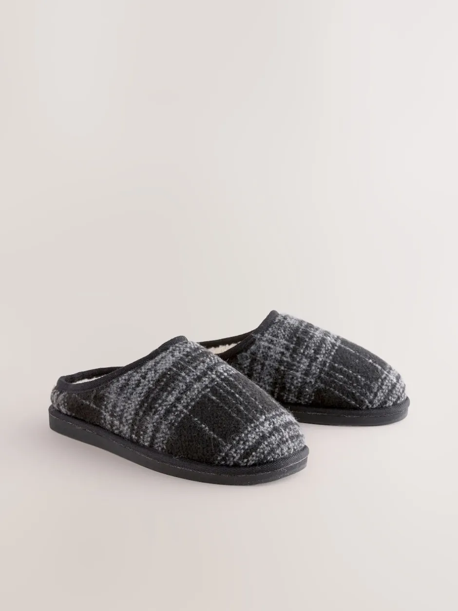 Next Gris - Chaussons mules à carreaux Best