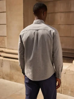 Next - Chemise Oxford douce à manches longues Gris Discount