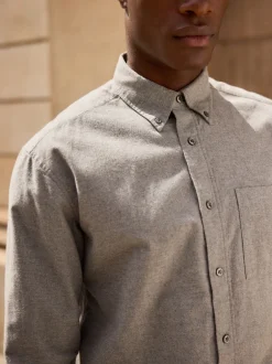 Next - Chemise Oxford douce à manches longues Gris Discount