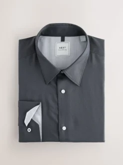 Next Gris - Chemises intelligentes à simple poignet d'entretien facile 3 Pack