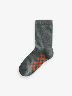 Next - Paquet de chaussettes en coton riche 7 Gris à damier Discount