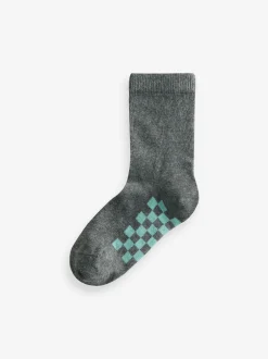 Next - Paquet de chaussettes en coton riche 7 Gris à damier Discount