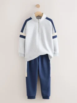 Next Gris - Ensemble sweat-shirt et joggings à col zippé en entonnoir New