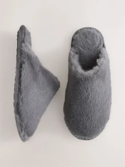 Next Gris - Faux Fur Mule Slippers Hot