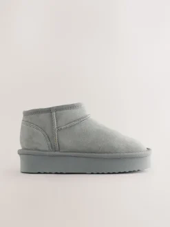 Next - Flatform Mini Bottes Pull-On en daim doublées chaudes et déperlantes Gris Clearance