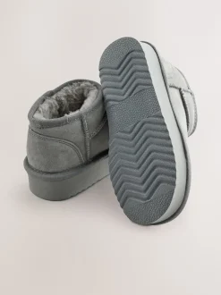 Next - Flatform Mini Bottes Pull-On en daim doublées chaudes et déperlantes Gris Clearance