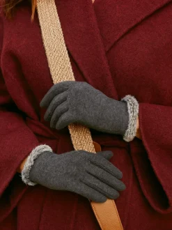 Totes Gris - Gants SmarTouch thermiques avec poignet en fourrure à pointe Outlet