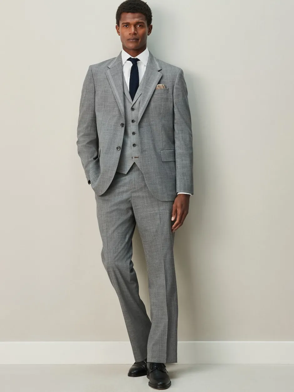 Next Gris - Gilet de costume à détails en tissu contrasté Discount