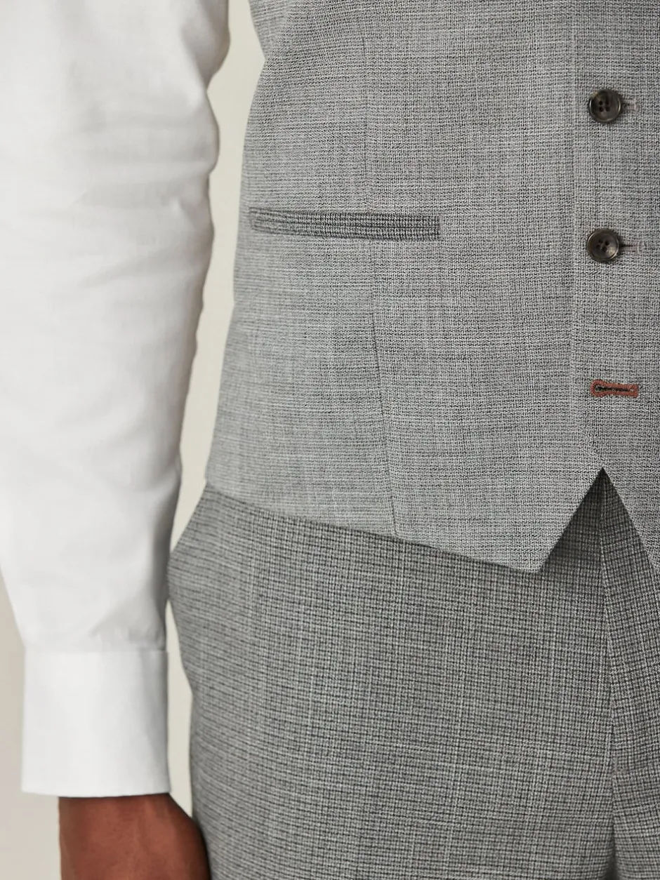 Next Gris - Gilet de costume à détails en tissu contrasté Discount