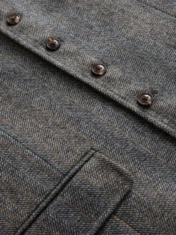 Next Gris - Gilet de costume coupe ajustée à rayures à chevrons en laine mélangée Discount