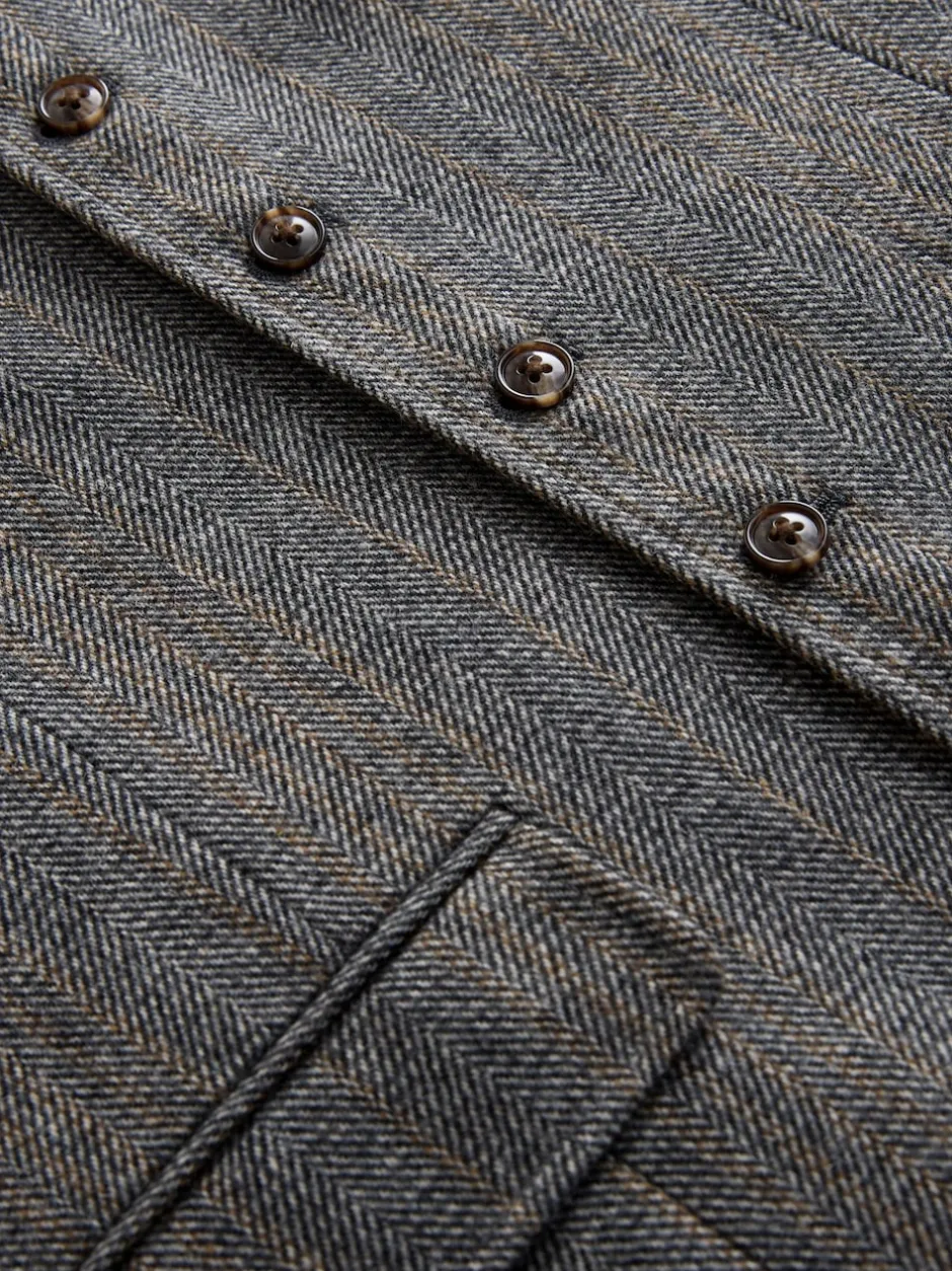 Next Gris - Gilet de costume coupe ajustée à rayures à chevrons en laine mélangée Discount