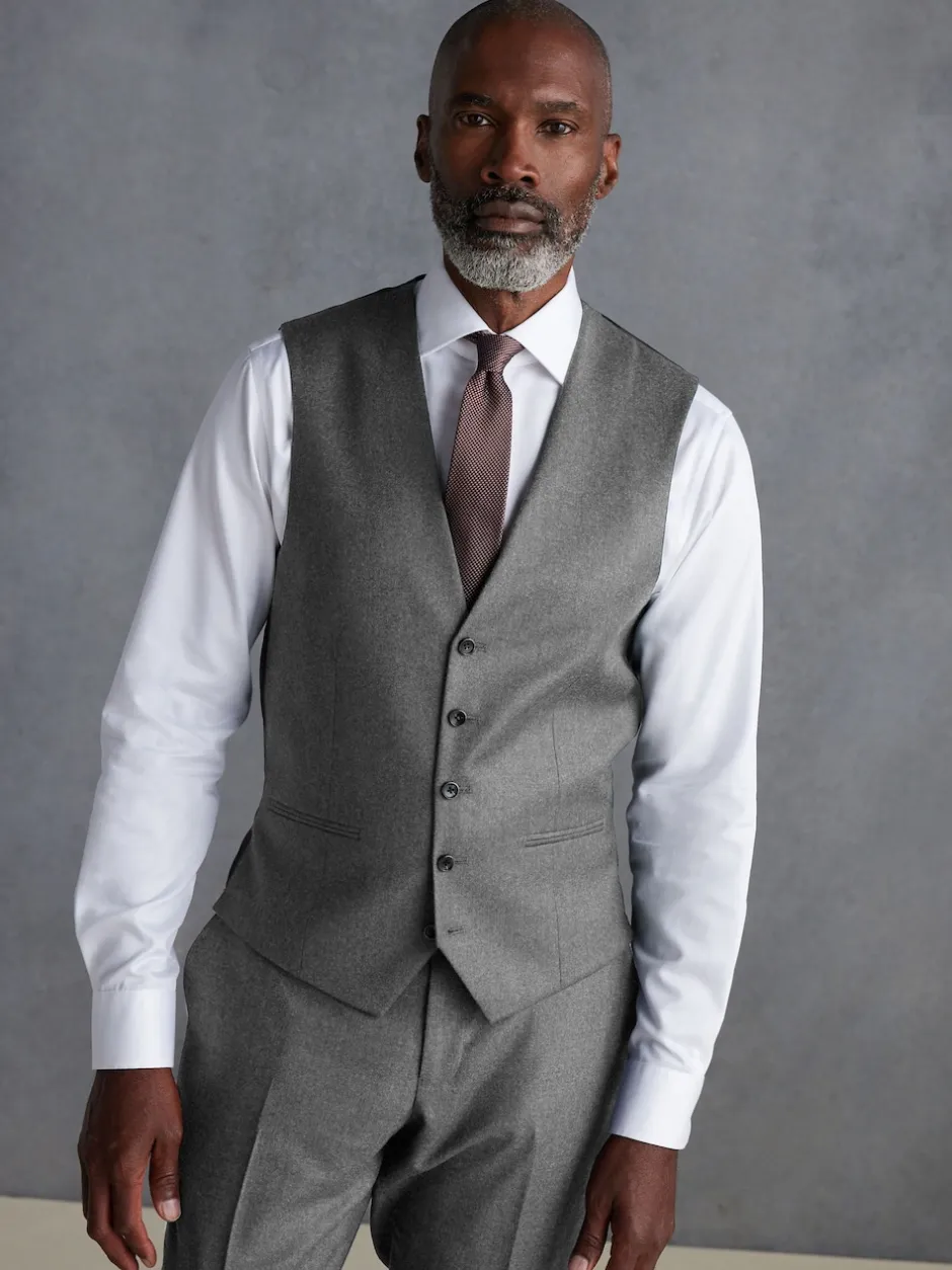 Next Gris - Gilet de costume en flanelle de laine et cachemire mélangés Signature Zignone Outlet