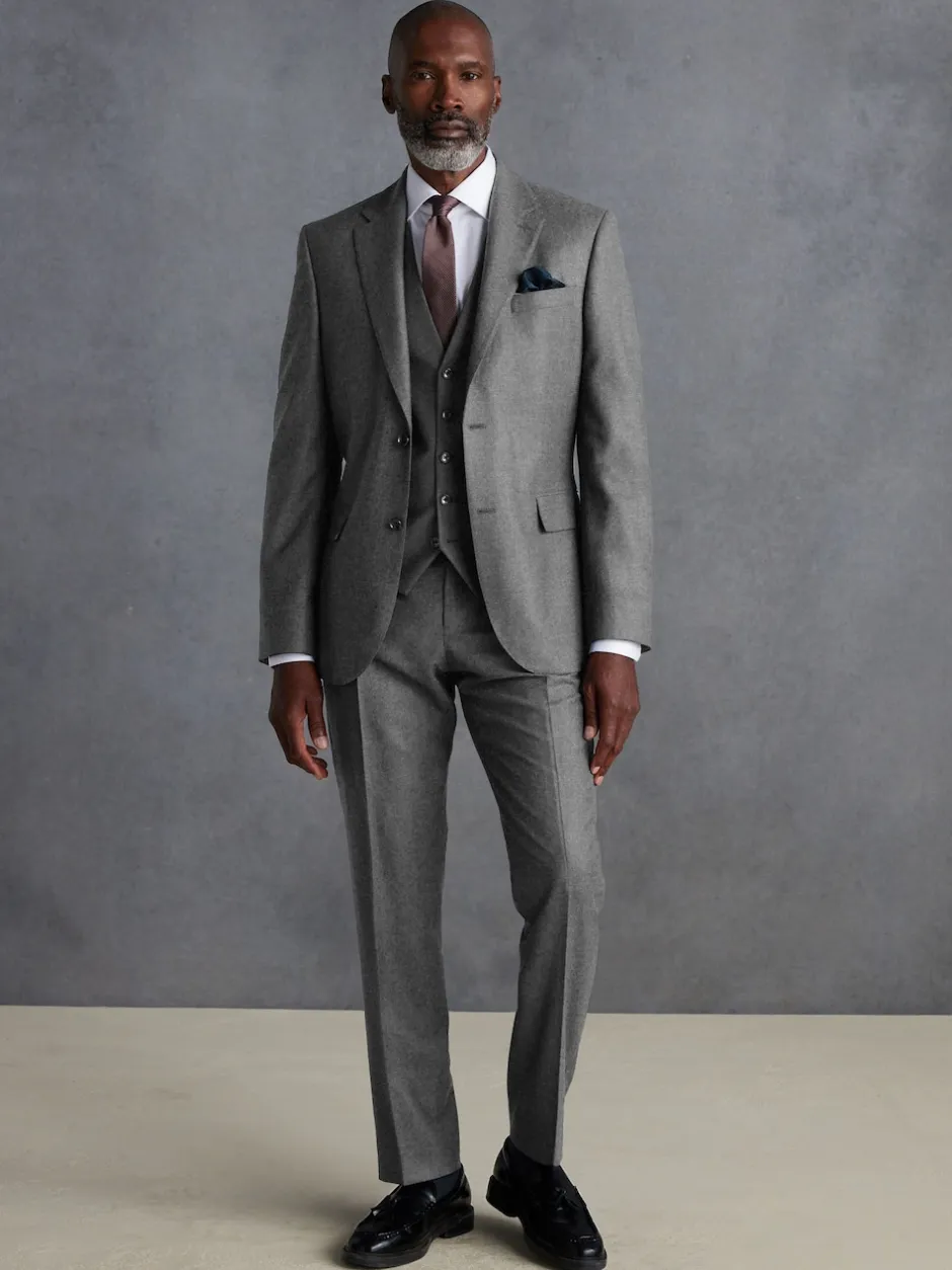 Next Gris - Gilet de costume en flanelle de laine et cachemire mélangés Signature Zignone Outlet