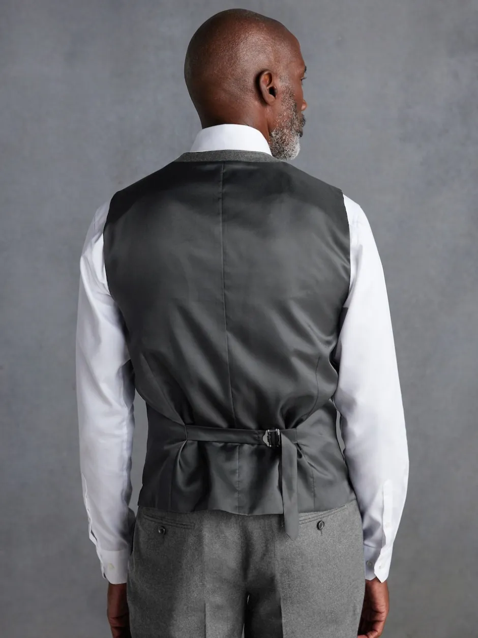 Next Gris - Gilet de costume en flanelle de laine et cachemire mélangés Signature Zignone Outlet