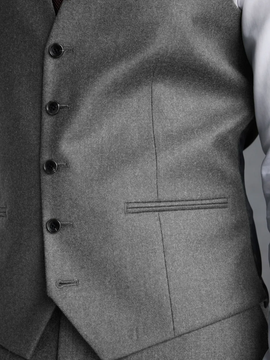 Next Gris - Gilet de costume en flanelle de laine et cachemire mélangés Signature Zignone Outlet