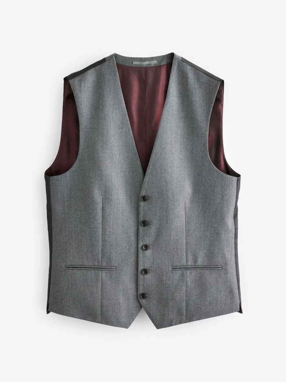 Next Gris - Gilet de costume en flanelle de laine et cachemire mélangés Signature Zignone Outlet