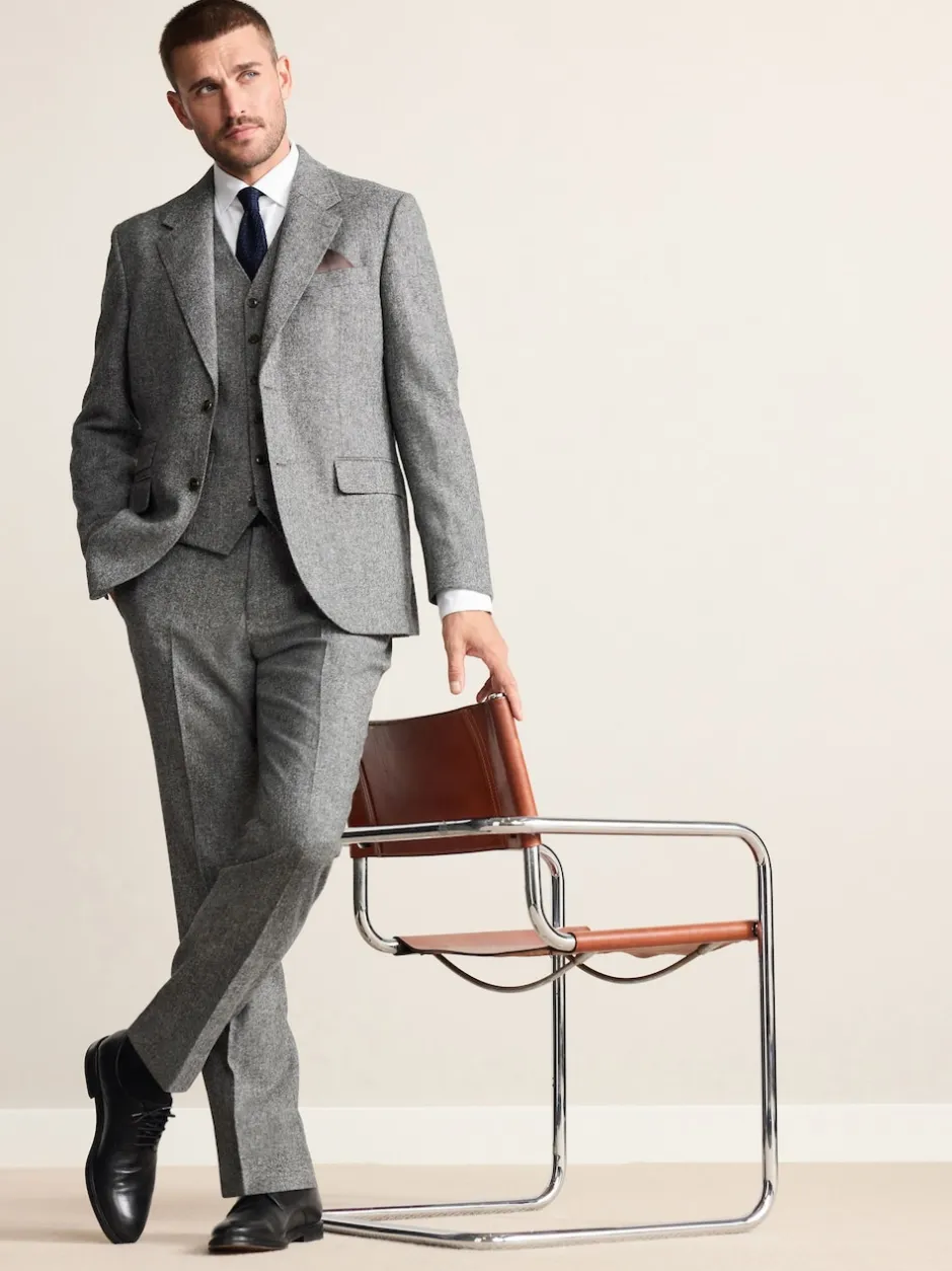 Next Gris - Gilet de costume Signature Abraham Moon 100% laine britannique Donegal Sale