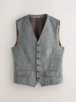 Next Gris - Gilet de costume Signature Abraham Moon 100% laine britannique Donegal Sale