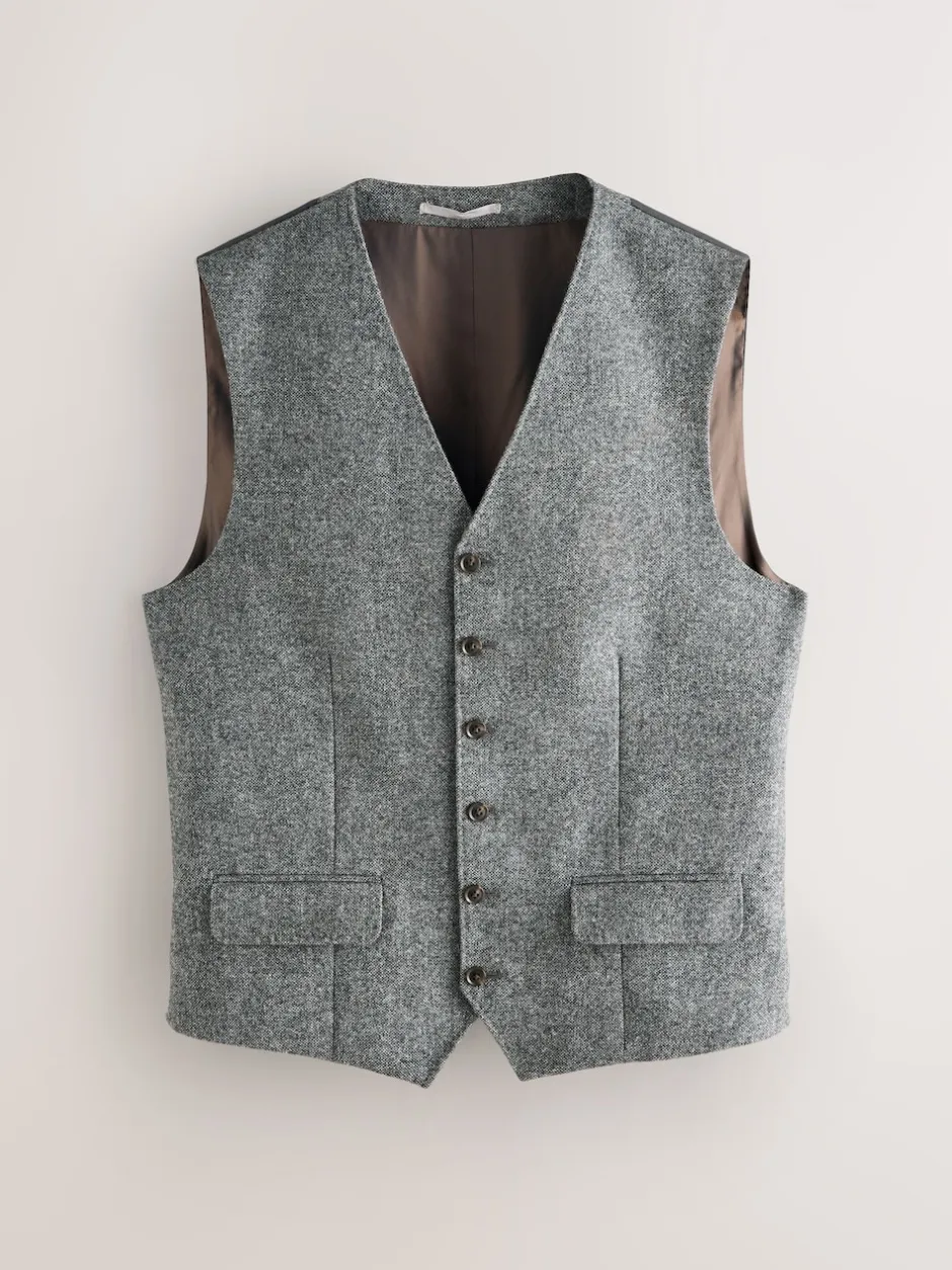 Next Gris - Gilet de costume Signature Abraham Moon 100% laine britannique Donegal Sale