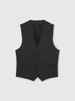 Reiss Gris - Gilet Promise habillé en laine Blend New