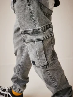 Next Gris - Jean cargo à taille élastique (3-16ans) Outlet
