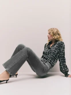 Next Gris - Jean évasé extensible à taille haute Clearance
