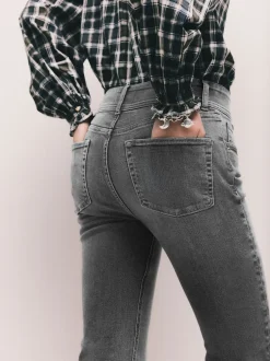 Next Gris - Jean évasé extensible à taille haute Clearance