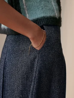 Next Gris - Jupe mi-longue plissée mouchetée Outlet