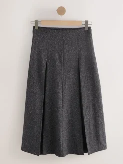 Next Gris - Jupe mi-longue plissée mouchetée Outlet