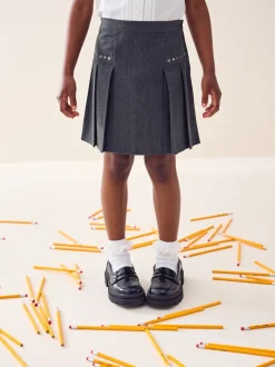 Next Gris - Jupes d'école en plissé brodé (3-16yrs) Clearance
