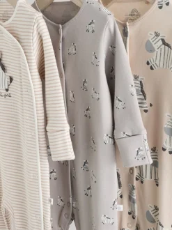 Next Gris - Lot de 3 dors-bien bébé zébrés 100% coton (0-2ans)