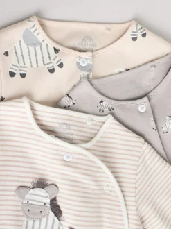 Next Gris - Lot de 3 dors-bien bébé zébrés 100% coton (0-2ans)