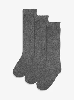 Next Gris - Lot de 3 paires de chaussettes montantes High School en coton New