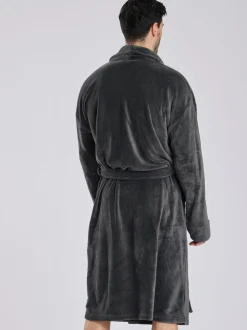 Loungeable Gris - Robe de chambre col châle en polaire Clearance