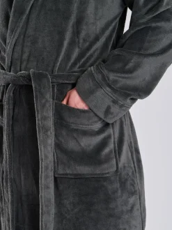 Loungeable Gris - Robe de chambre col châle en polaire Clearance