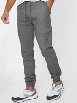 Threadbare Gris - Pantalon en coton Blend poche à poignets Outlet