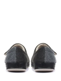 Pavers Gris - femme Chaussons entièrement à fermeture tactile avec semelle permassique Online