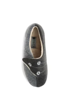 Pavers Gris - femme Chaussons entièrement à fermeture tactile avec semelle permassique Online