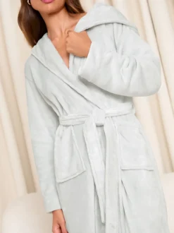 Lipsy - Peignoir mi-long super douillet Gris Outlet