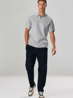 Next Gris - Polo texturé élégant à col zippé Outlet