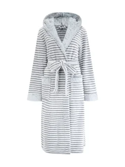 Pour Moi Gris - Robe de chambre cosy en polaire côtelée Mi-long À capuche Best