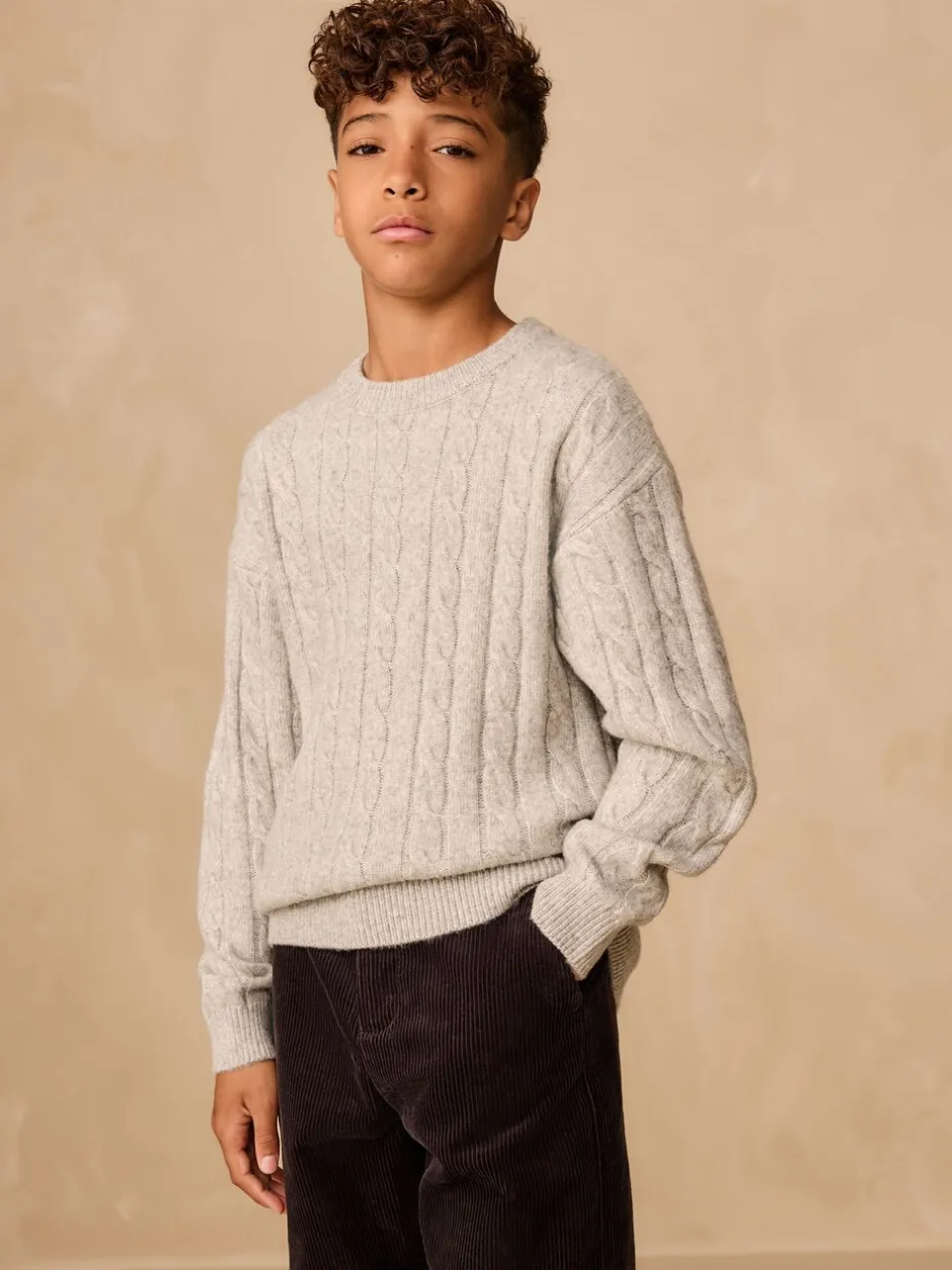 Next Gris - Pull à col rond en maille torsadée (3-16ans)