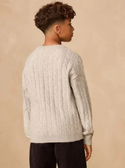 Next Gris - Pull à col rond en maille torsadée (3-16ans)